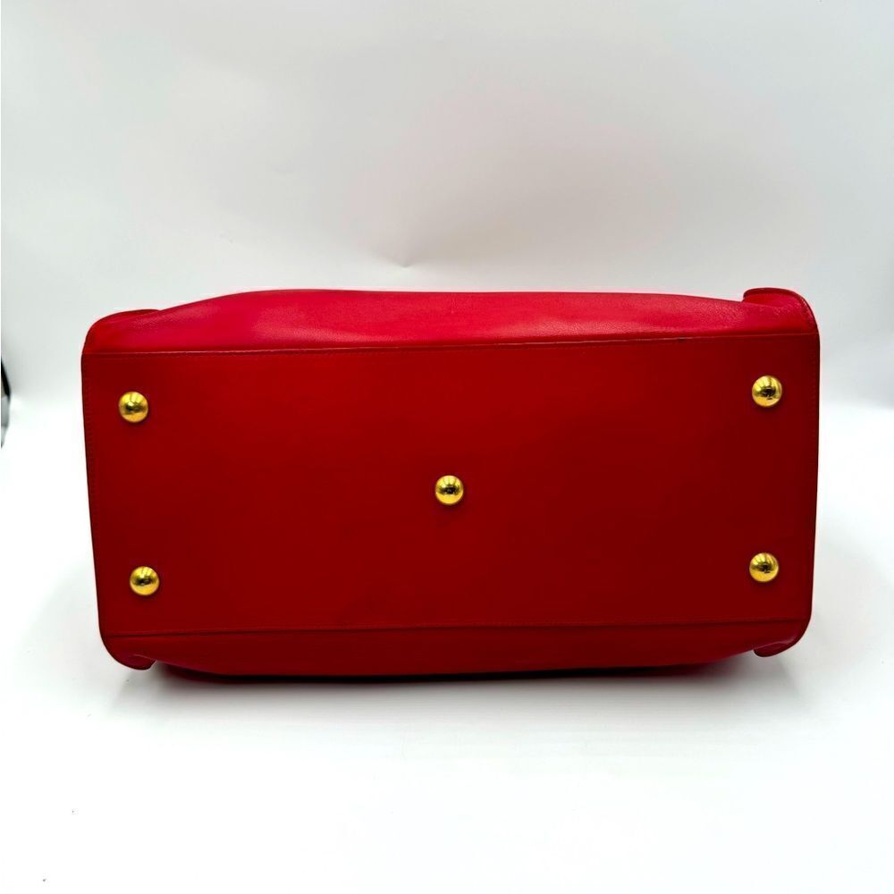 Saint Laurent Large Ligne Y Cabas Soft Red Leather Chyc Sac Tote Bag Satchel - Picture 6 of 16